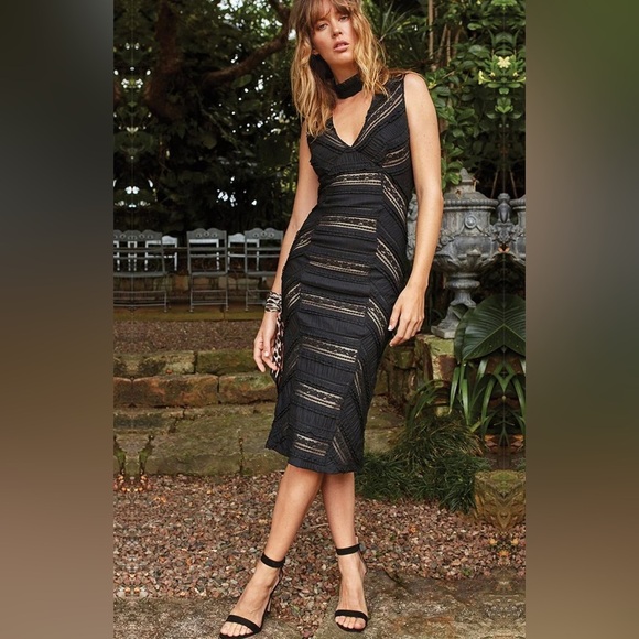 Cinq à Sept Kora Lace Choker Midi Dress Pink Size 12 Excellent - Picture 11 of 11